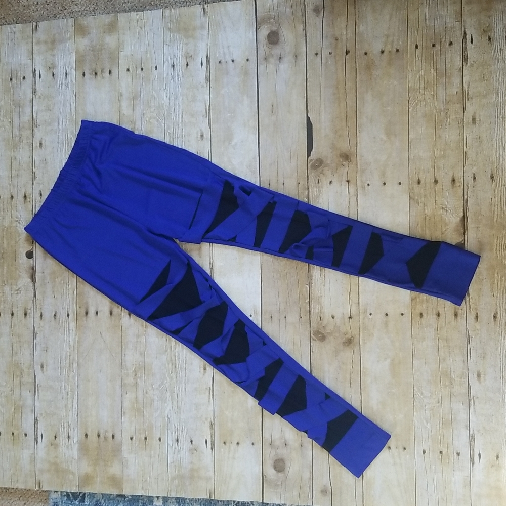 RieKet Womens Sexy Solid Color Bandage Mesh Leggings (One Size, Sapphire)